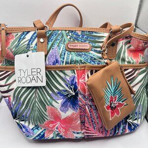 Tyler Rodan Tropical Floral Print Hobo Bag with Detachable Coin Pouch